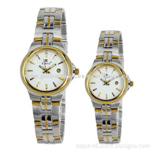 Stainless Couple Watches with Quartz Movement, CE, RoHS Marks